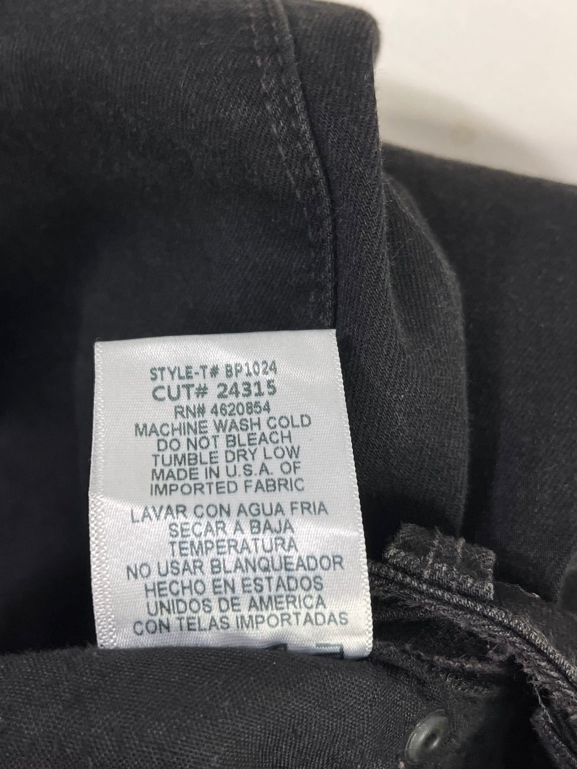 Etiqueta original de cuidados jeans JustBlack