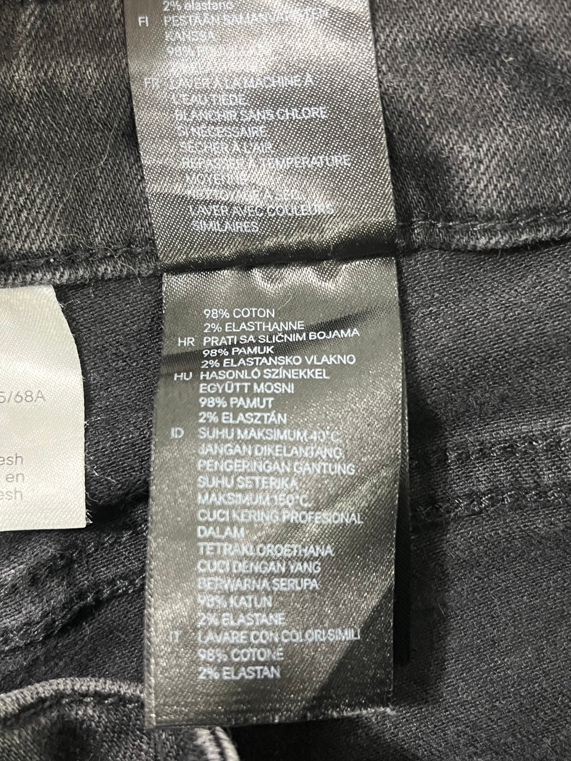Etiqueta original de composición del jeans