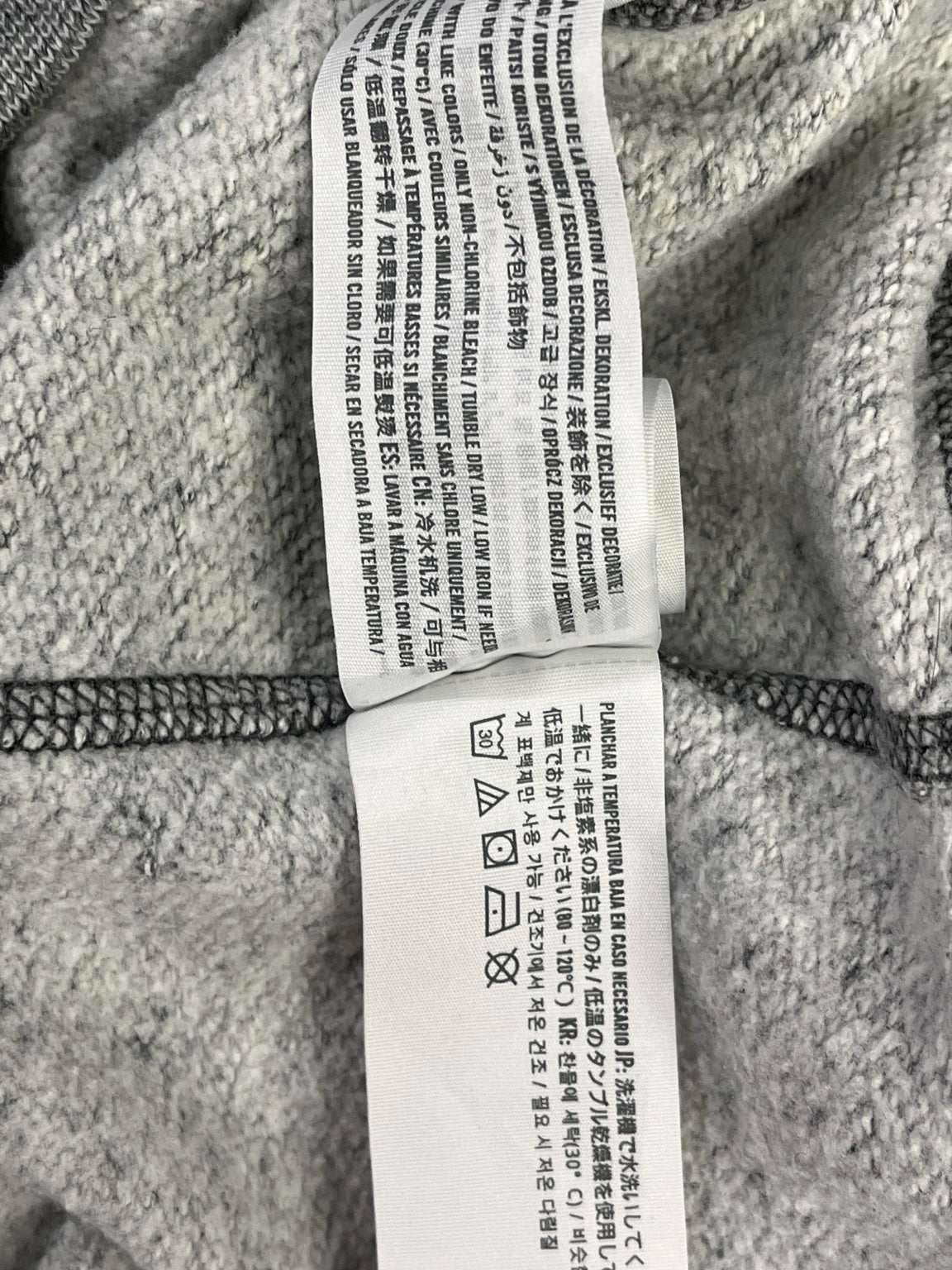 Etiqueta cuidados y lavado polerón Abercrombie & Fitch