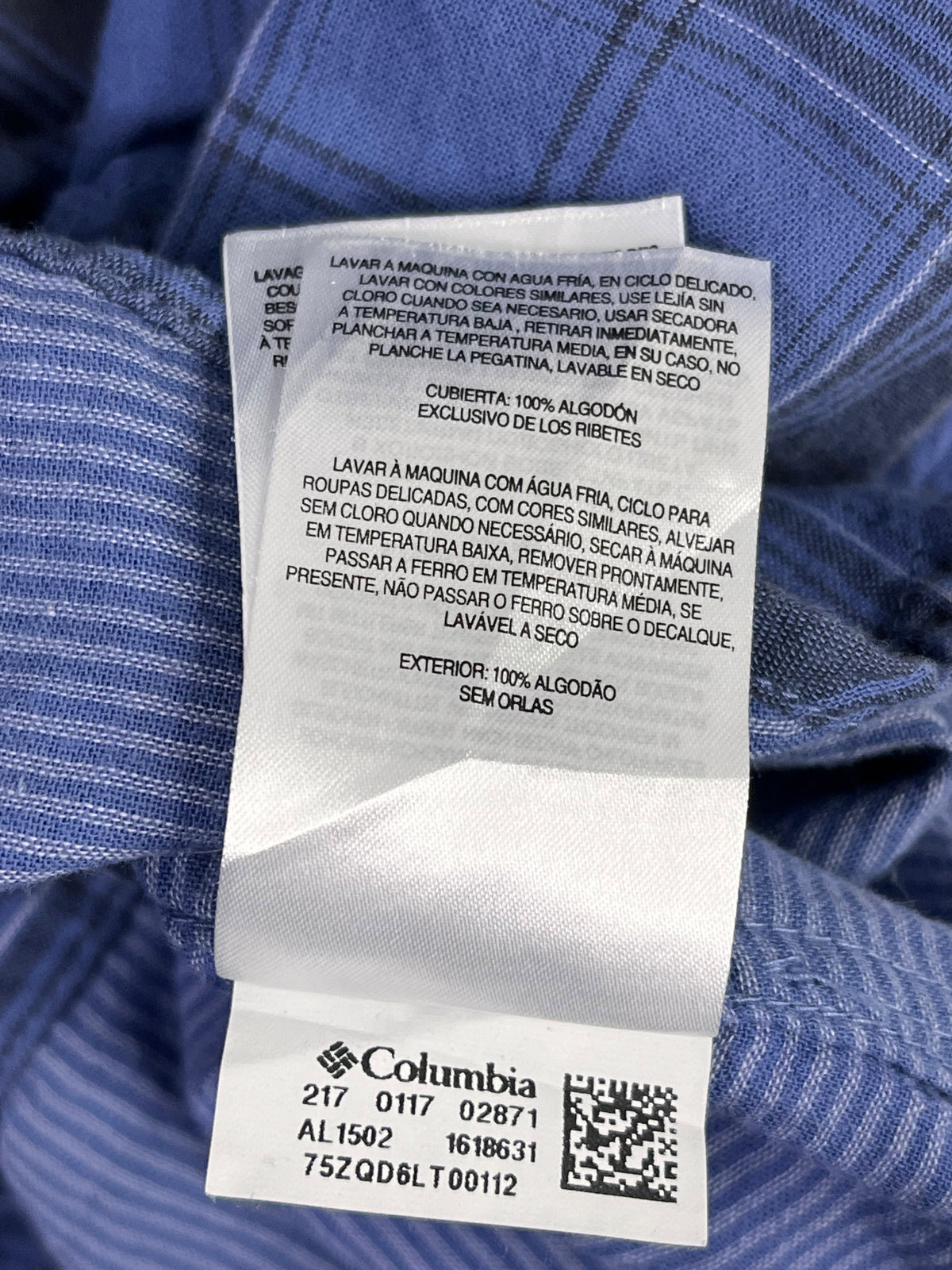 CAMISA COLUMBIA MUJER TALLA M AZUL A CUADROS CON CAPUCHA