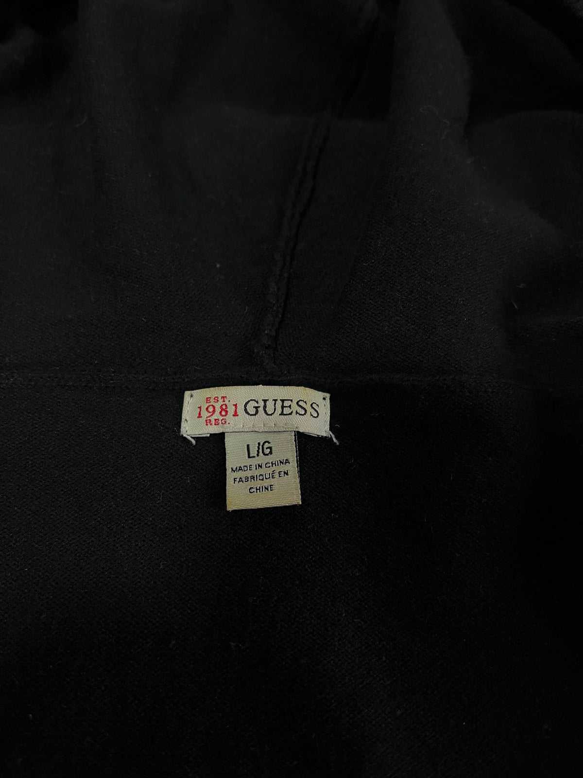 Guess Hoodie Negra con Cierre Mujer