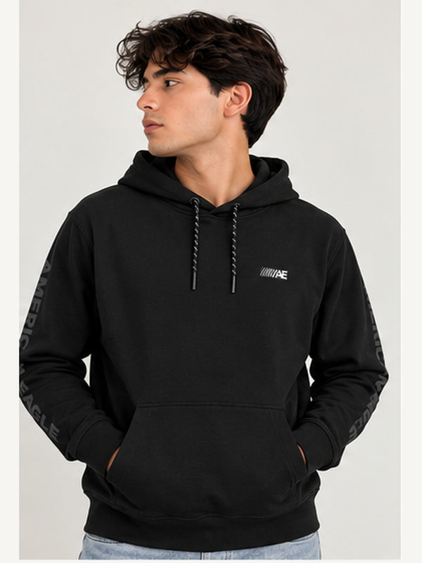 POLERÓN AMERICAN EAGLE AE NEGRO CON CAPUCHA HOMBRE