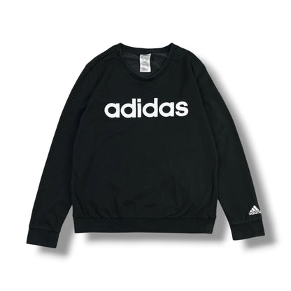 Fotografía original de frente, polerón Adidas negro con logo blanco