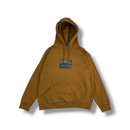 Foto real frontal polerón Volcom Stone marrón con capucha