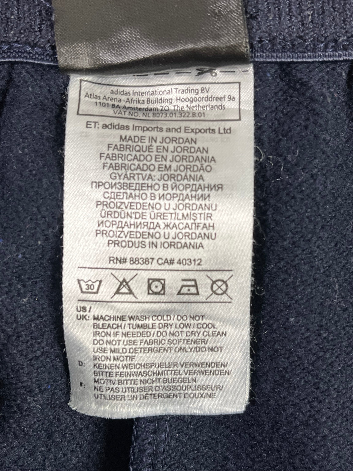 Etiqueta real instrucciones de lavado y fabricación en Jordania