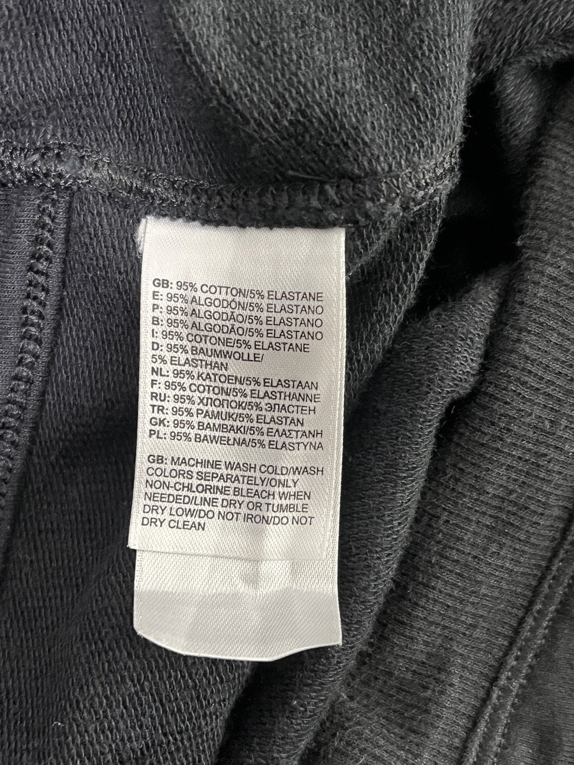 Etiqueta original composición 95% algodón y 5% elastano