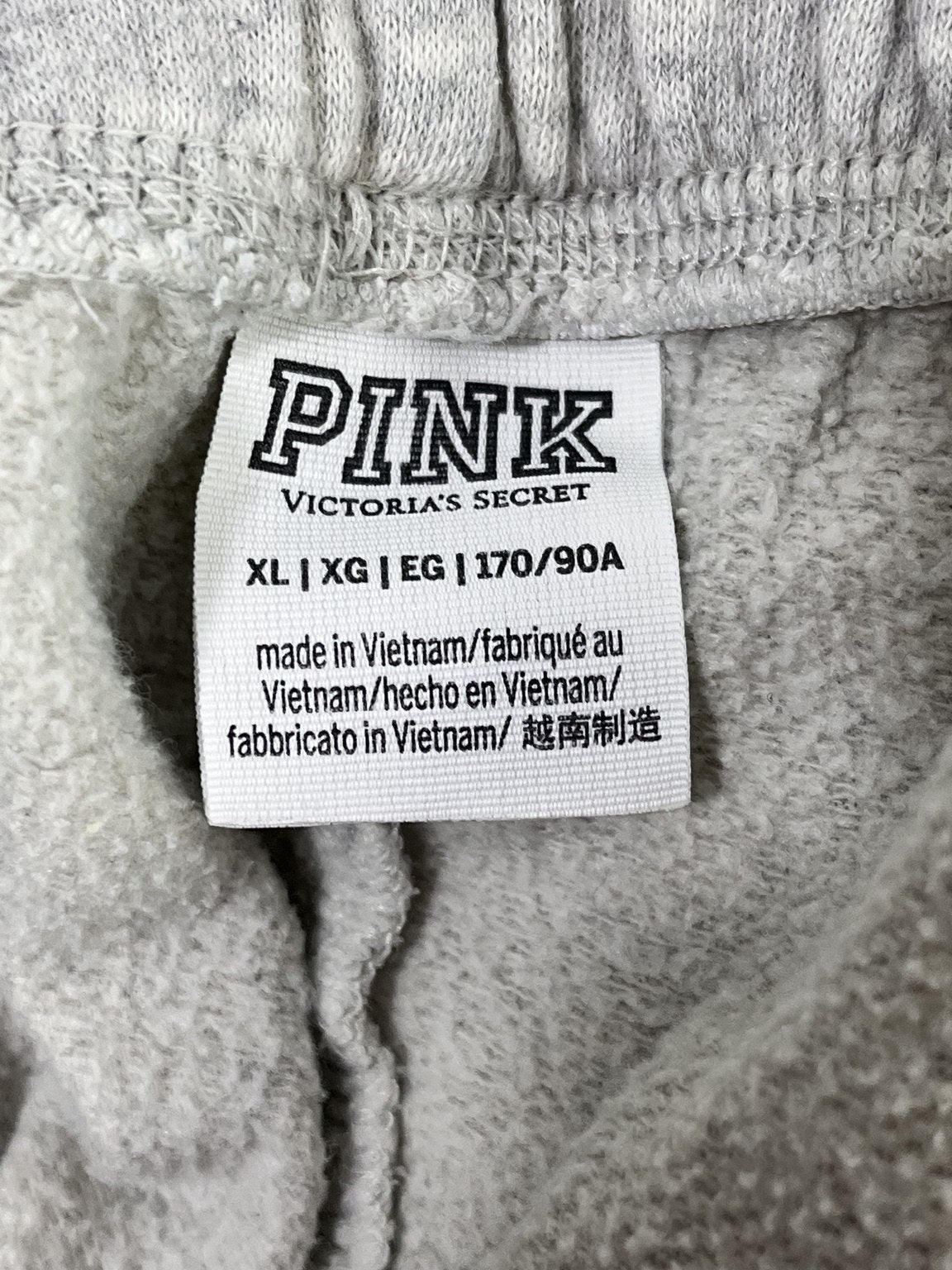 Etiqueta original PINK Victoria's Secret talla XL, fabricado en Vietnam