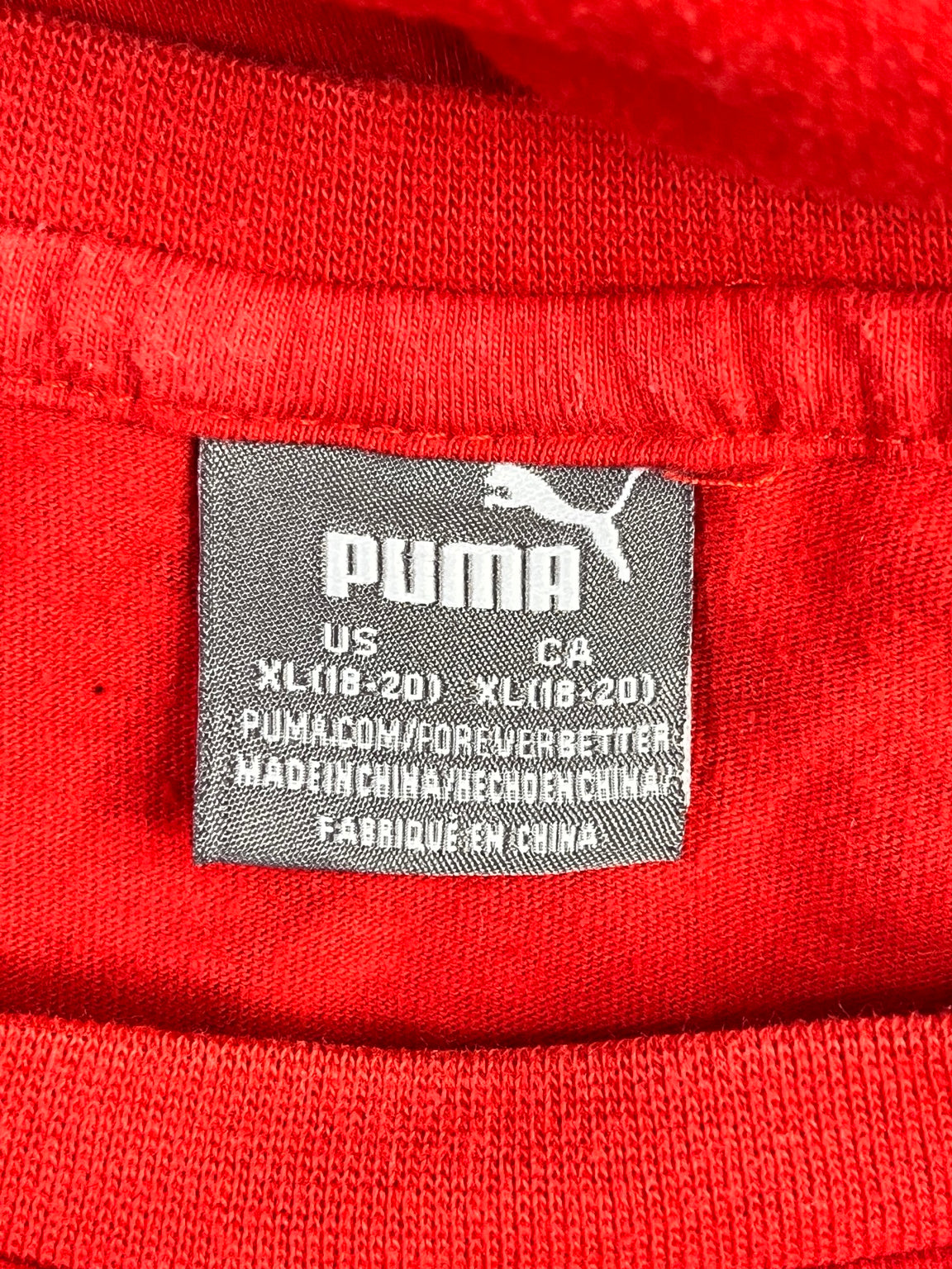 Etiqueta Puma XL juvenil de 18 a 20