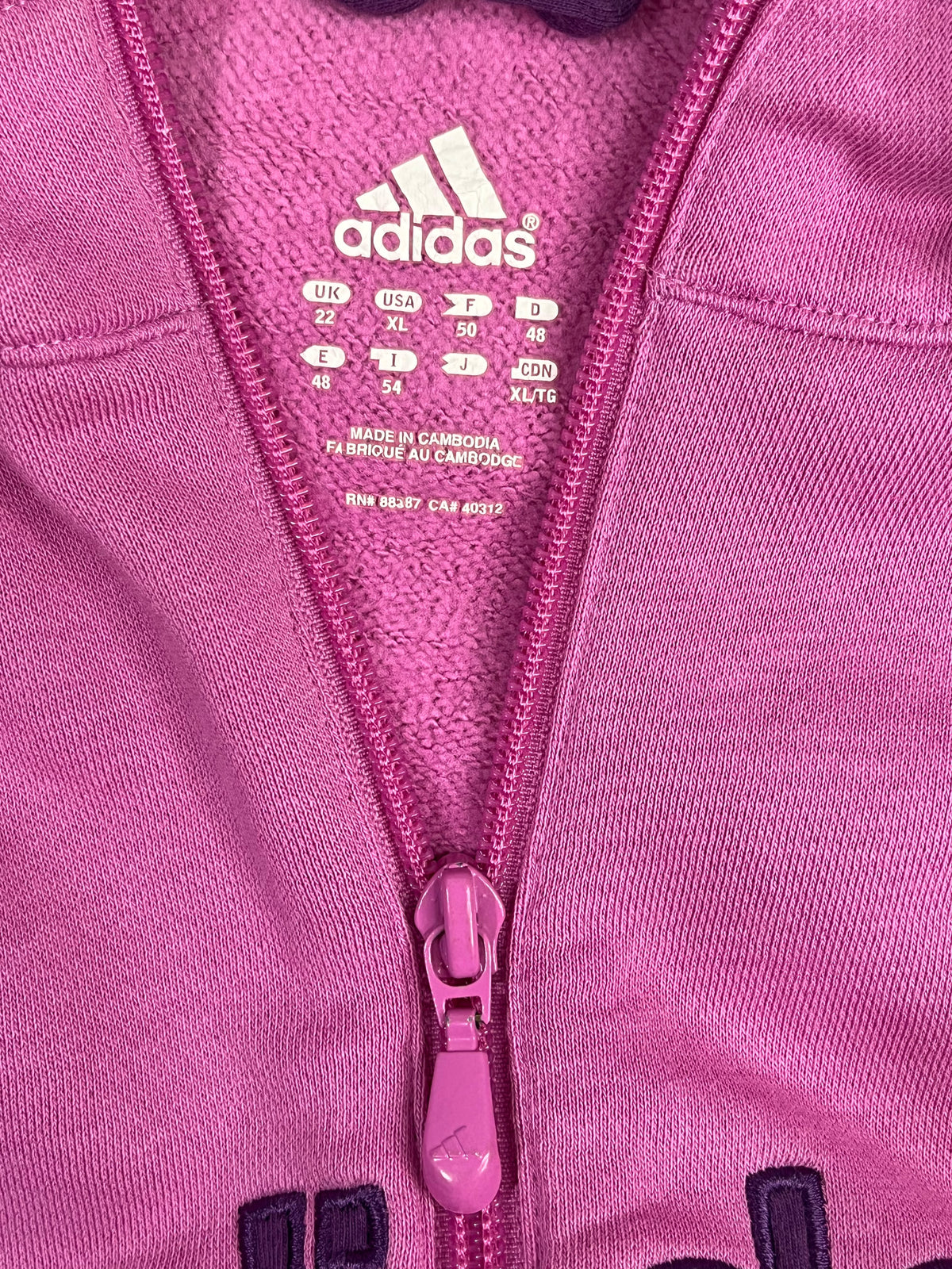 POLERÓN ADIDAS MUJER XL ROSADO CON CAPUCHA