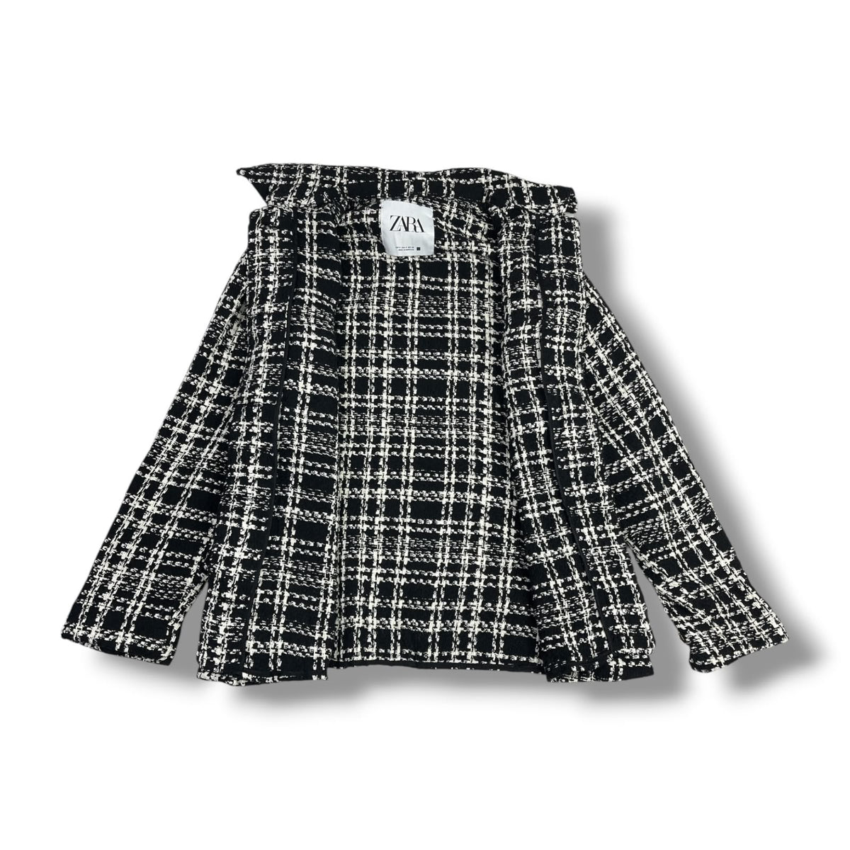 CHAQUETA ZARA MUJER TALLA S TWEED NEGRO Y BLANCO