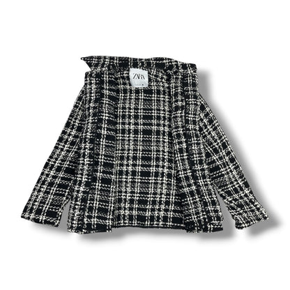 CHAQUETA ZARA MUJER TALLA S TWEED NEGRO Y BLANCO