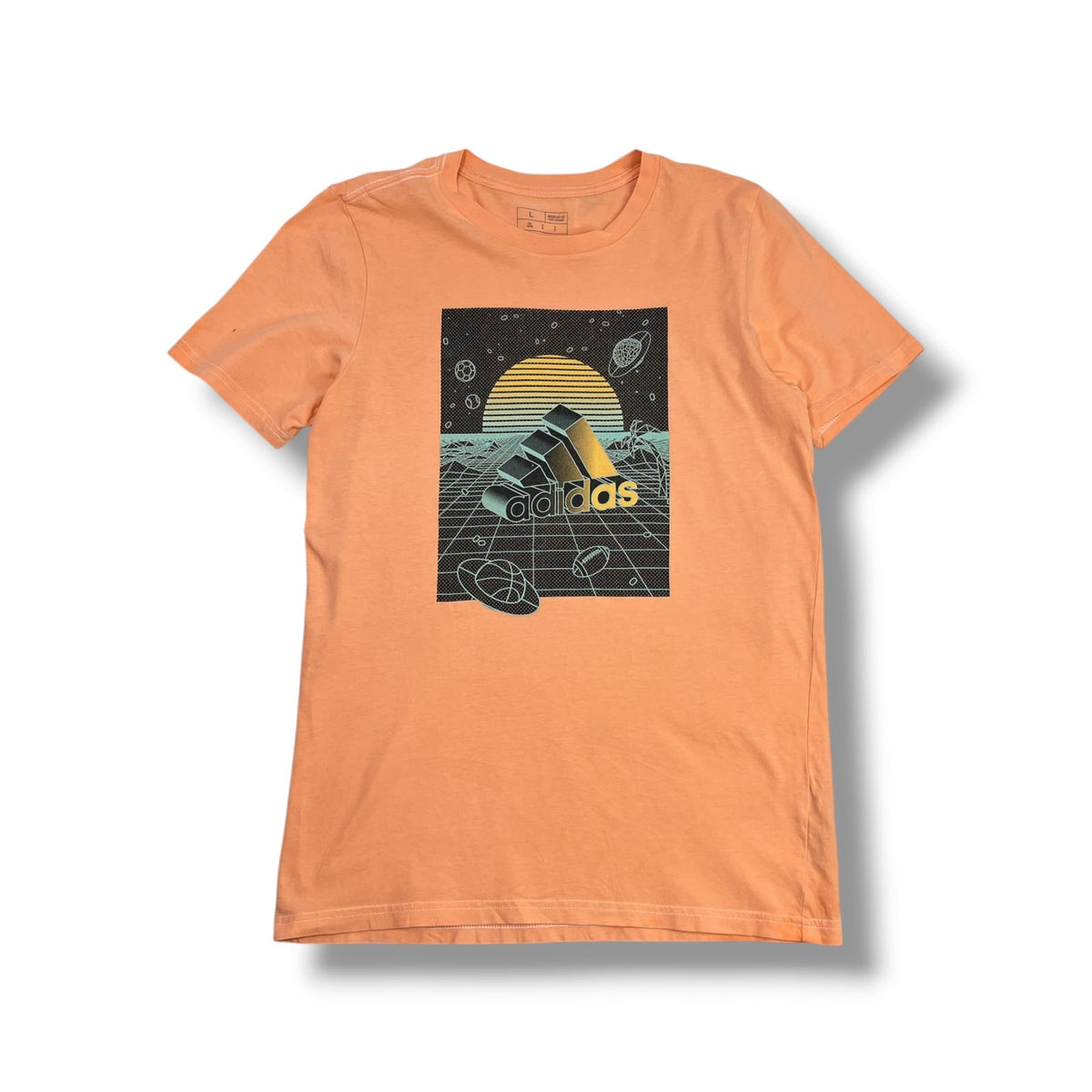 POLERA ADIDAS HOMBRE TALLA L NARANJA ESTAMPADA