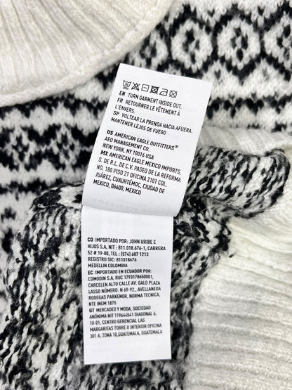 SWEATER AMERICAN EAGLE MUJER TALLA XS ESTAMPADO BLANCO Y NEGRO