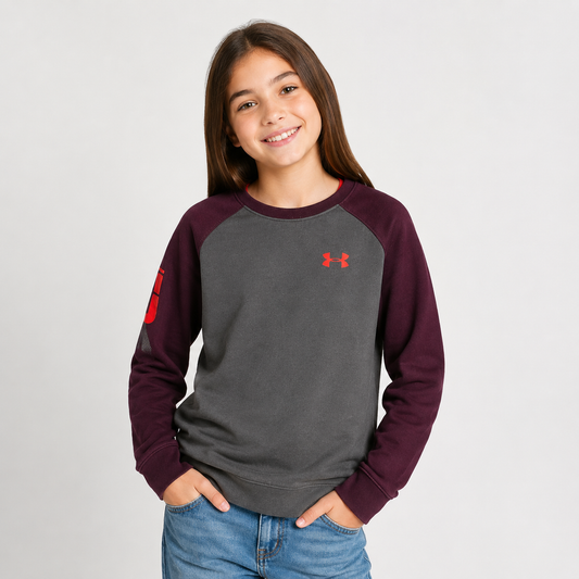 POLERÓN UNDER ARMOUR COLDGEAR YOUTH TALLA YXL – GRIS/BURDEO