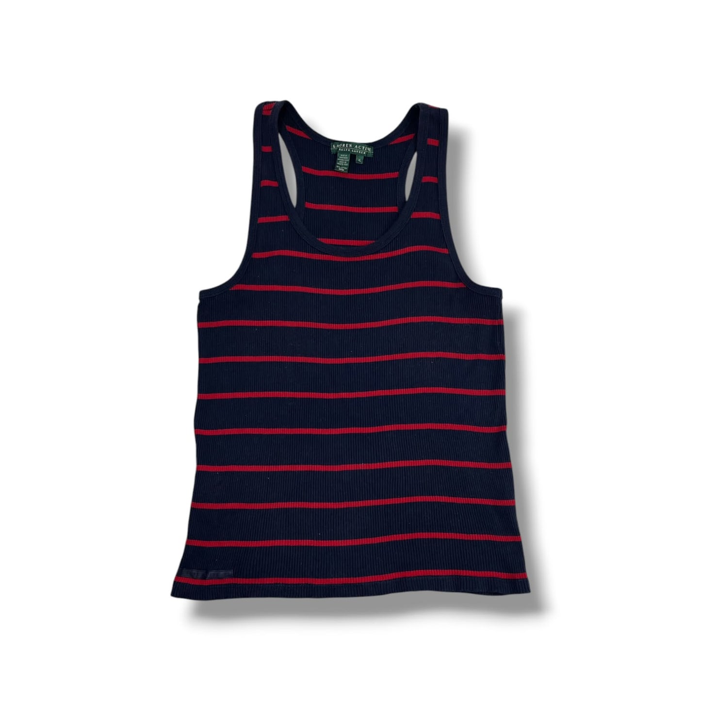 POLERA SIN MANGAS LAUREN ACTIVE RALPH LAUREN MUJER TALLA XL AZUL MARINO A RAYAS