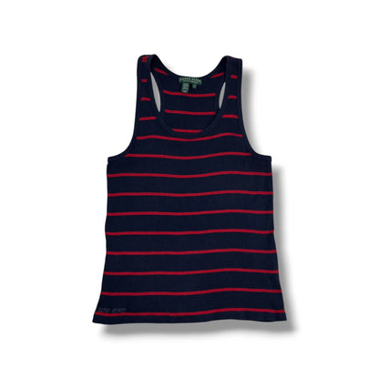 POLERA SIN MANGAS LAUREN ACTIVE RALPH LAUREN MUJER TALLA XL AZUL MARINO A RAYAS