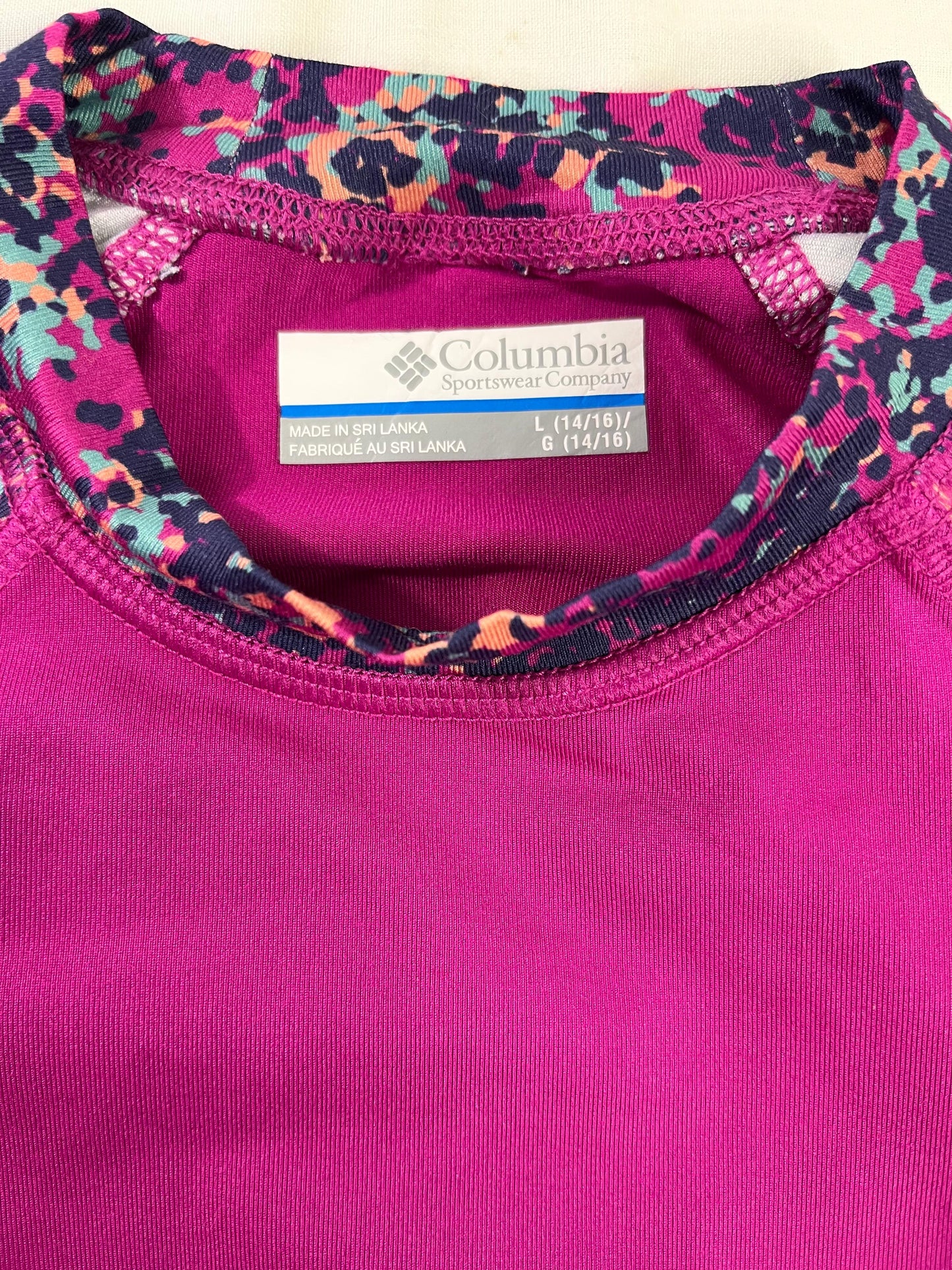 POLERA COLUMBIA OMNI-SHADE NIÑA TALLA L (14/16) ROSADA