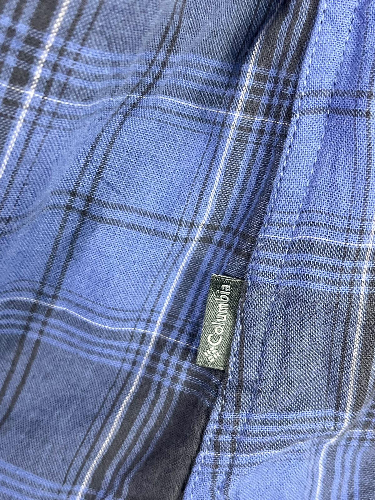 CAMISA COLUMBIA MUJER TALLA M AZUL A CUADROS CON CAPUCHA