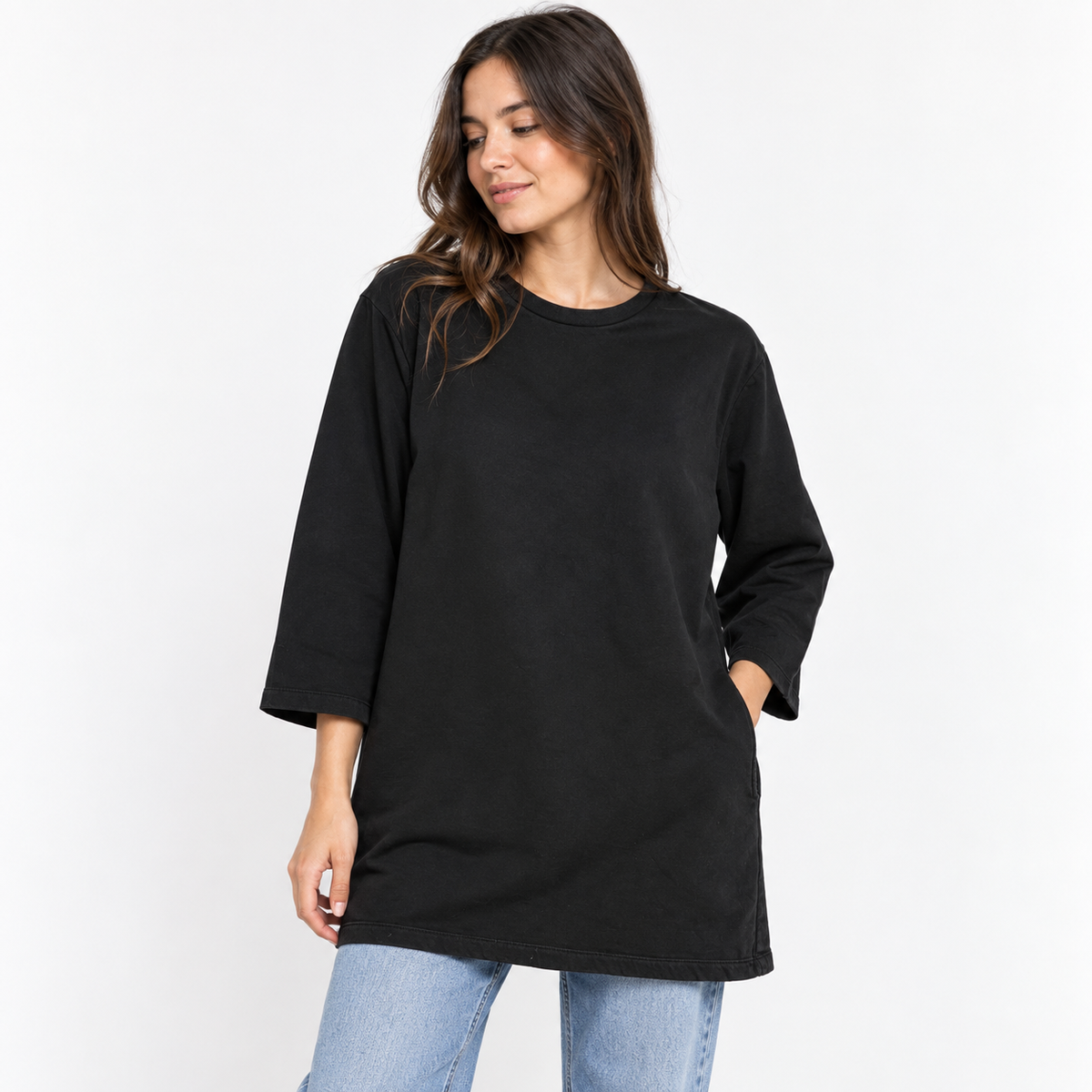 POLERÓN ZARA NEGRO MANGA 3/4 · TALLA M