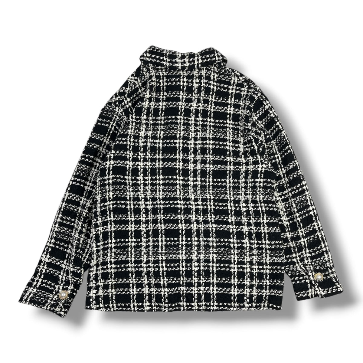 CHAQUETA ZARA MUJER TALLA S TWEED NEGRO Y BLANCO