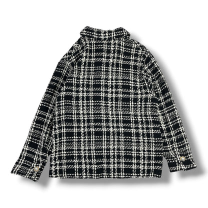 CHAQUETA ZARA MUJER TALLA S TWEED NEGRO Y BLANCO