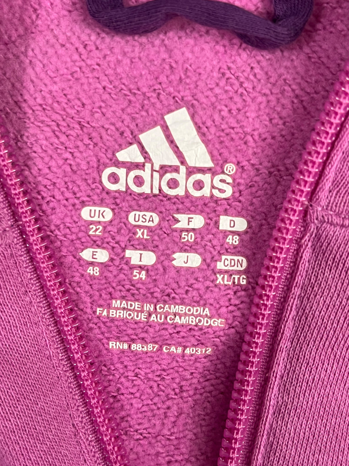 POLERÓN ADIDAS MUJER XL ROSADO CON CAPUCHA