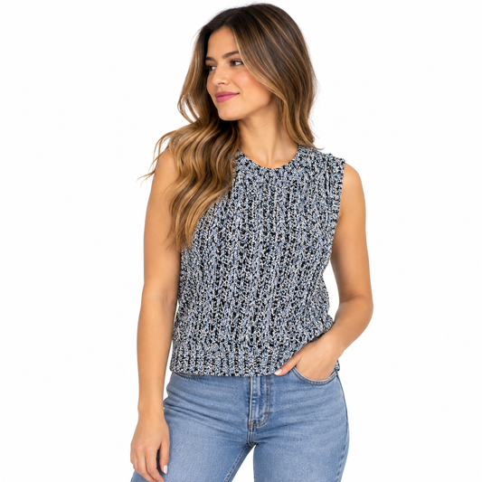 SWEATER SIN MANGAS GAP MUJER XS TEJIDO ABIERTO