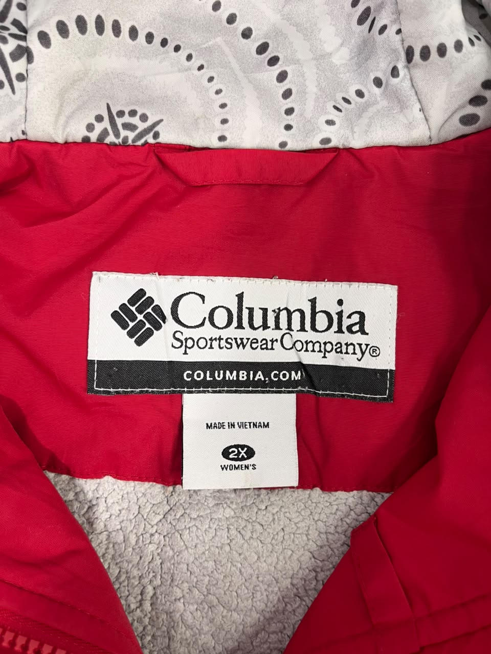 CHAQUETA COLUMBIA MUJER TALLA 2X ROJA CON FORRO POLAR