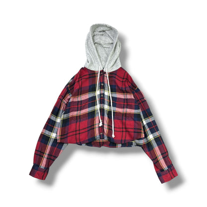 CAMISA AMERICAN EAGLE MUJER TALLA M CROP CON CAPUCHA