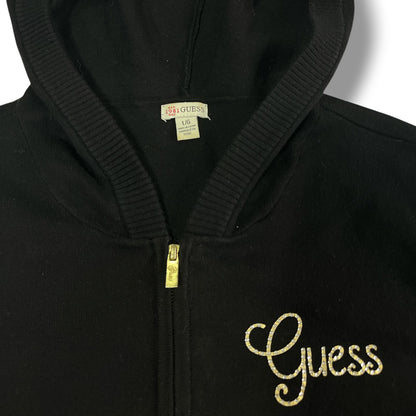 Guess Hoodie Negra con Cierre Mujer