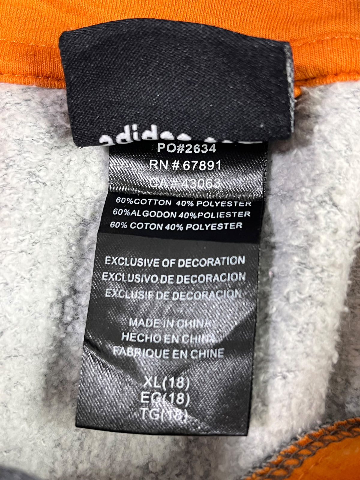 POLERÓN ADIDAS MUJER TALLA M APROX. GRIS CON NARANJO