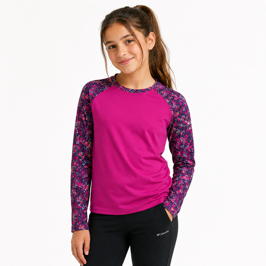 POLERA COLUMBIA OMNI-SHADE NIÑA TALLA L (14/16) ROSADA