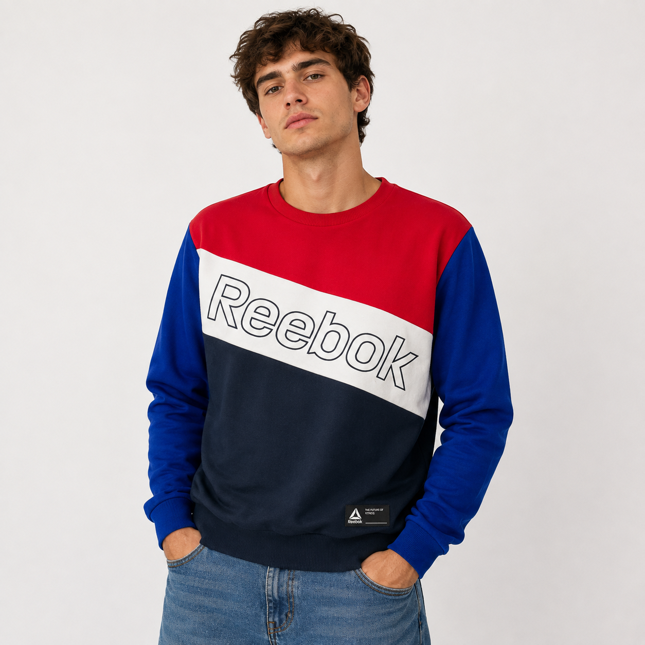 POLERÓN REEBOK COLOR BLOCK ROJO/AZUL