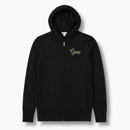 Guess Hoodie Negra con Cierre Mujer