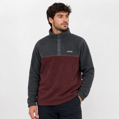 POLAR COLUMBIA HOMBRE TALLA M GRIS/BURDEO