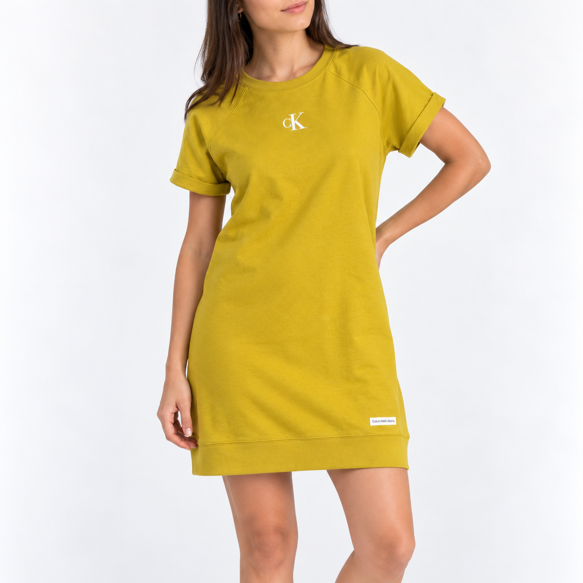 VESTIDO CALVIN KLEIN JEANS MUJER TALLA XS MOSTAZA