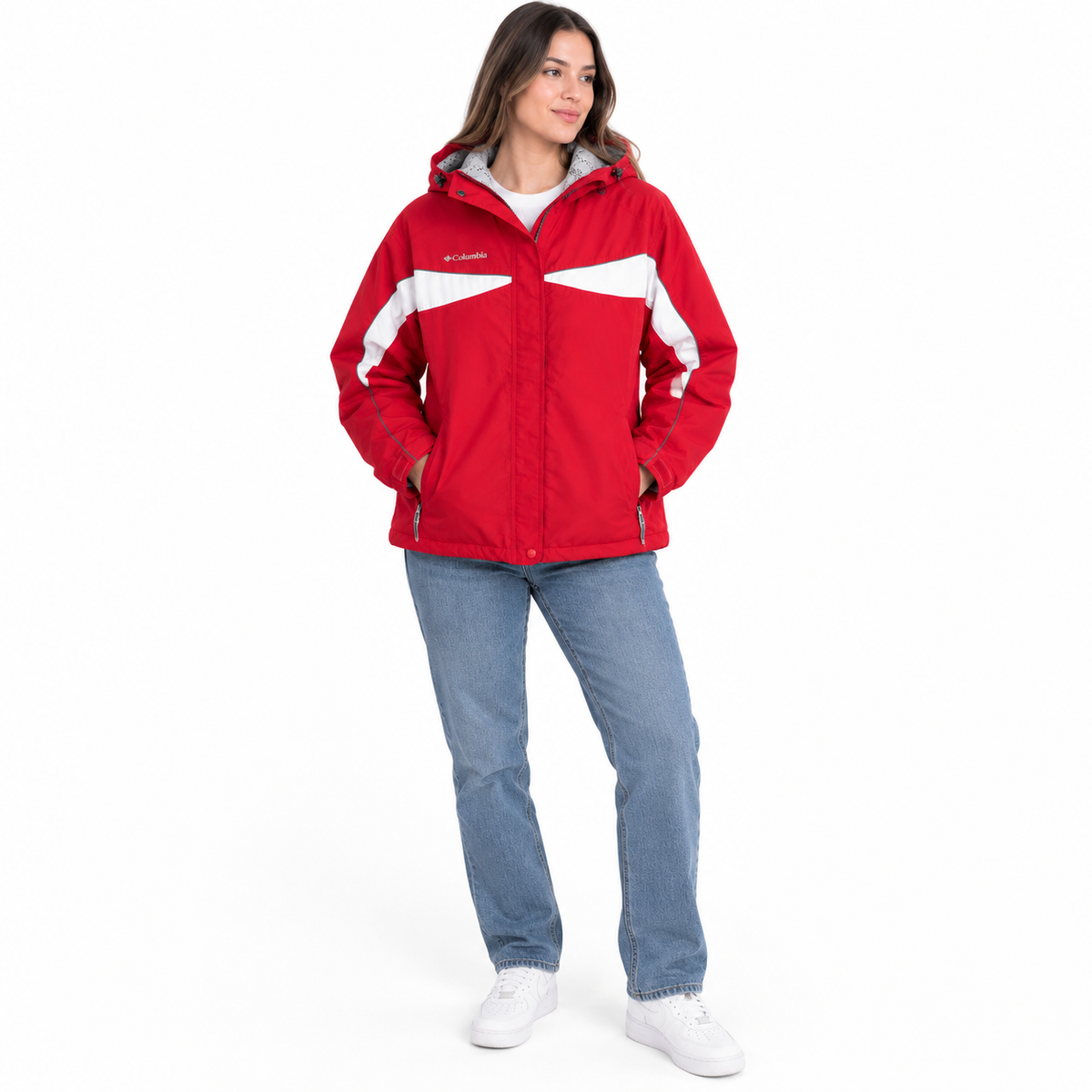 CHAQUETA COLUMBIA MUJER TALLA 2X ROJA CON FORRO POLAR