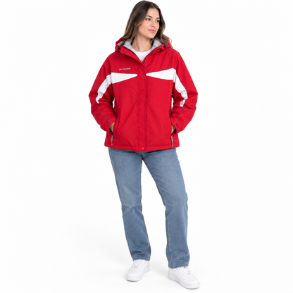 CHAQUETA COLUMBIA MUJER TALLA 2X ROJA CON FORRO POLAR