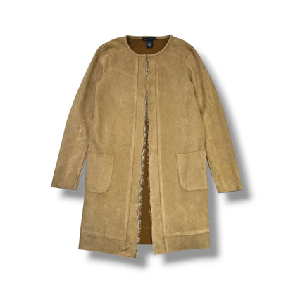 ABRIGO JOAN VASS NEW YORK MUJER XS BEIGE EFECTO GAMUZA