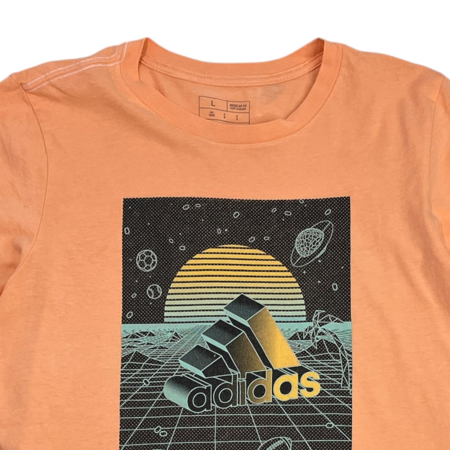 POLERA ADIDAS HOMBRE TALLA L NARANJA ESTAMPADA