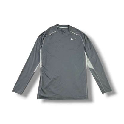 POLERA DEPORTIVA HOMBRE NIKE DRI-FIT MANGA LARGA TALLA M GRIS