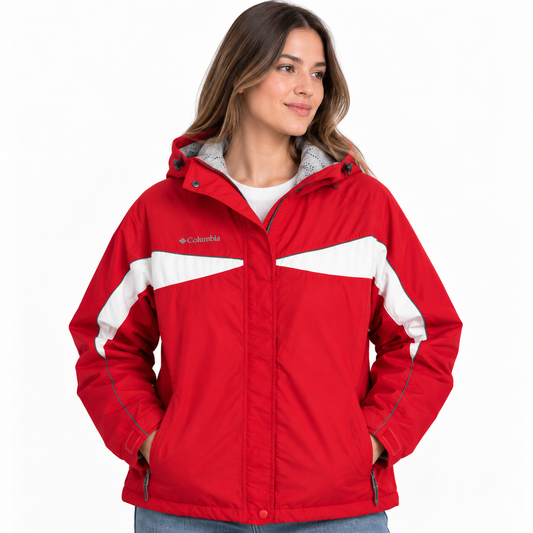 CHAQUETA COLUMBIA MUJER TALLA 2X ROJA CON FORRO POLAR