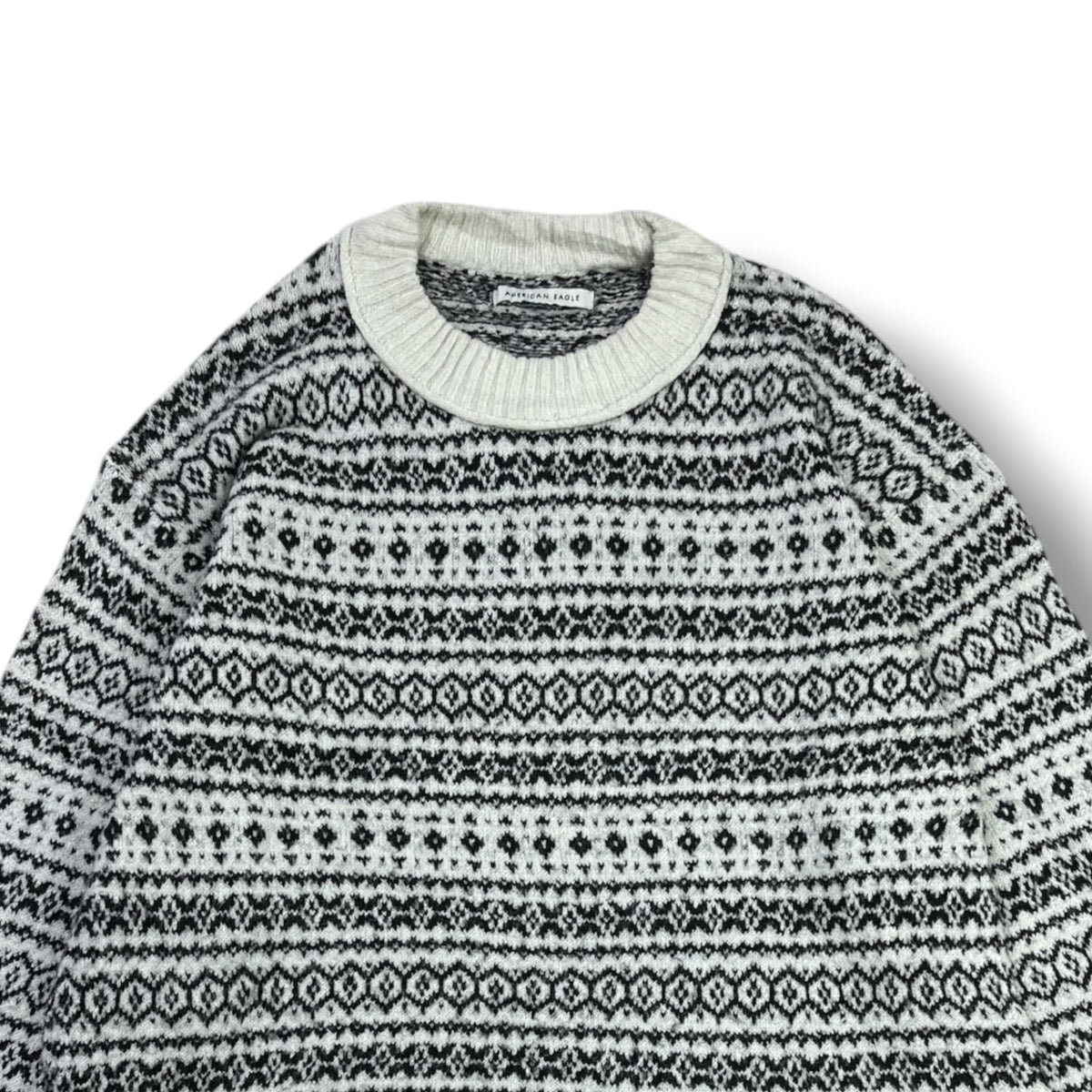 SWEATER AMERICAN EAGLE MUJER TALLA XS ESTAMPADO BLANCO Y NEGRO