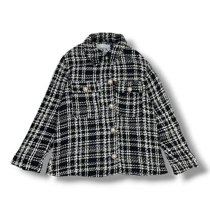 CHAQUETA ZARA MUJER TALLA S TWEED NEGRO Y BLANCO