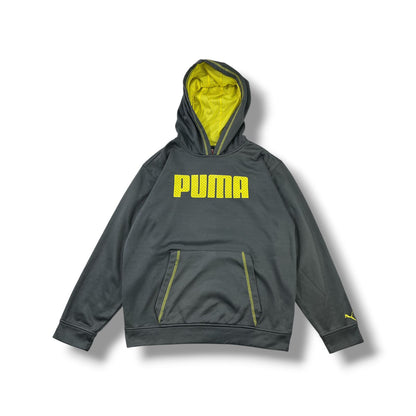 POLERÓN PUMA BOYS CON CAPUCHA TALLA L GRIS/AMARILLO
