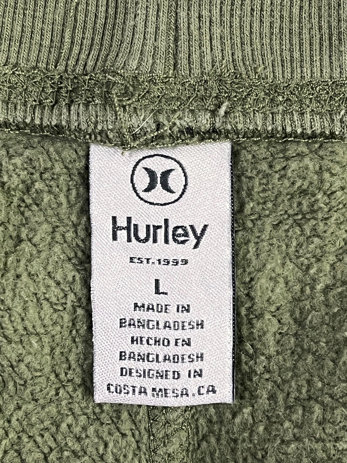 JOGGER HURLEY HOMBRE TALLA L VERDE OLIVA