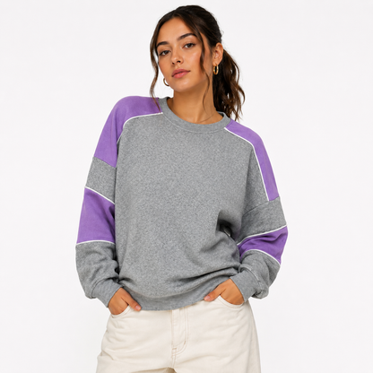 POLERÓN MORAL FIBER MUJER TALLA XL GRIS/LILA