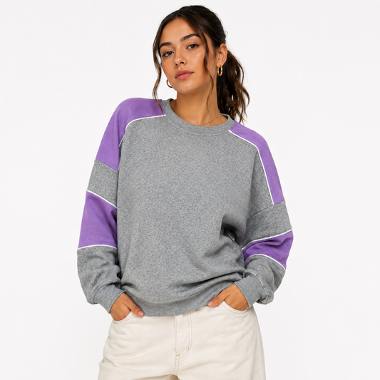 POLERÓN MORAL FIBER MUJER TALLA XL GRIS/LILA