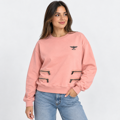 POLERÓN BOY LONDON MUJER TALLA XS ROSADO CON CIERRES