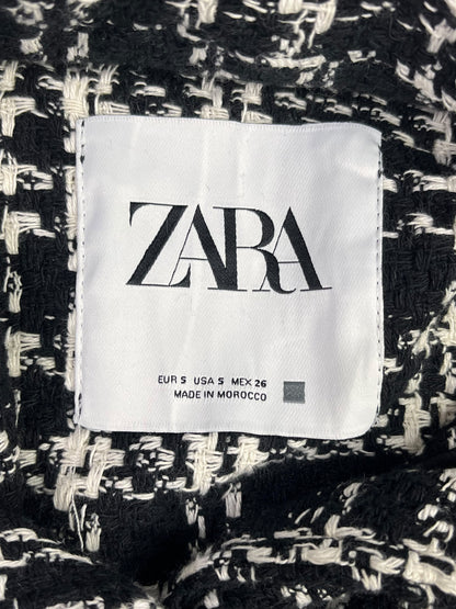 CHAQUETA ZARA MUJER TALLA S TWEED NEGRO Y BLANCO